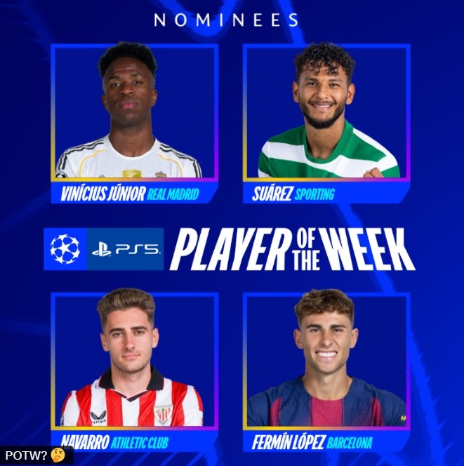 华体会中国-欧冠官方本轮最佳球员候选：维尼修斯领衔，费尔明、纳瓦罗在列